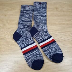 TOMMY HILFIGER Dress Socks Mens Blue Marled Stripe Logo